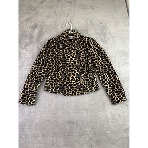 Mythology Animal Print Faux Fur Jacket Coat Size 6 Double Breasted Boho Mob Wife